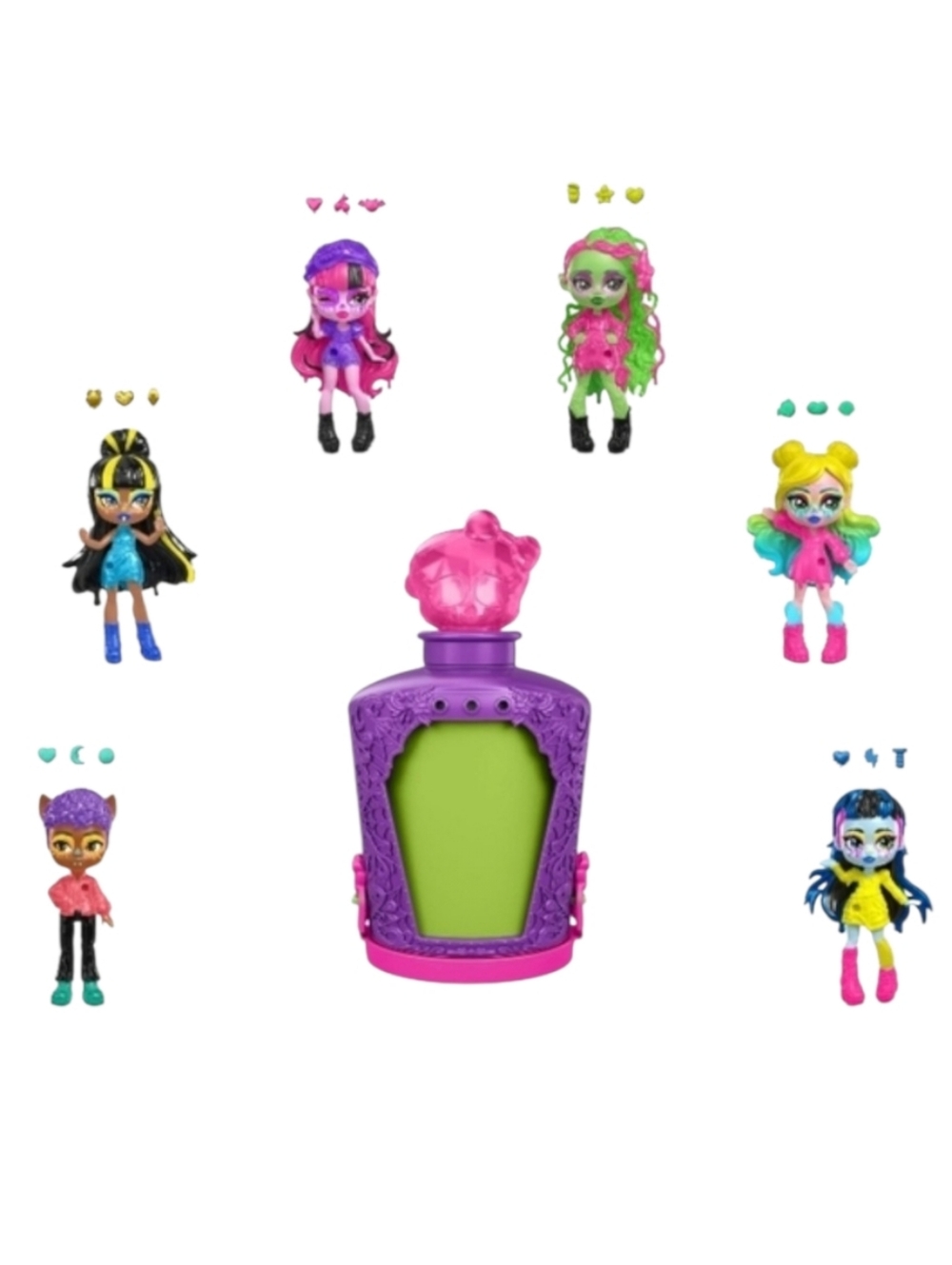 🐎♡Monster High Potions Mini Dolls, Surprise Character Figures with Water Reveal